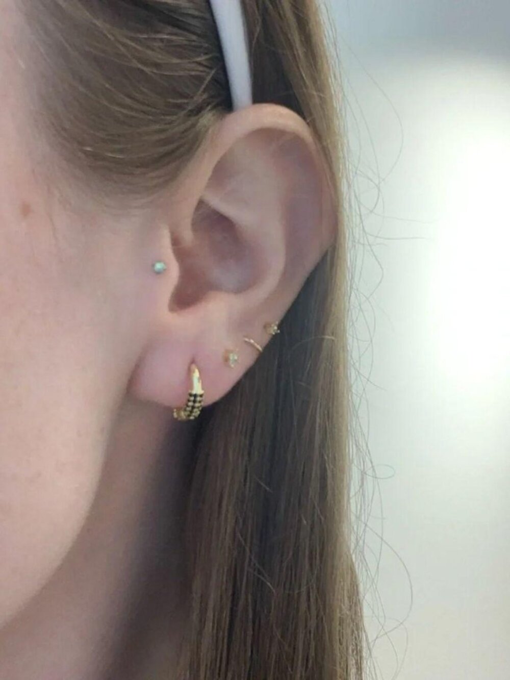 The Reiss Gold plated sterling silver Earring onyx stud earrings